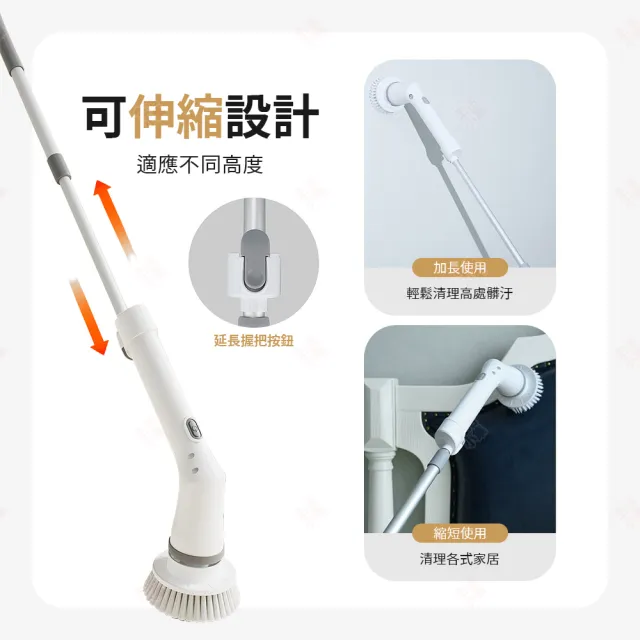 【生活小集】可伸縮彎頭電動清潔刷(馬桶刷 玻璃清潔刷 伸縮清潔刷 浴缸刷 拖把 海綿刷 大掃除 地板刷)