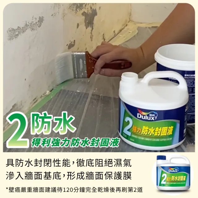 【Dulux得利官方店】1.5坪 全效合一乳膠漆+壁癌包組合(油漆 壁癌 塗刷)