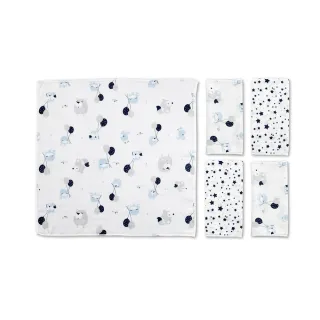 【KU.KU. 酷咕鴨】夢想氣球紗布手帕5入(酷涼幻彩藍/酸甜蜜桃粉)