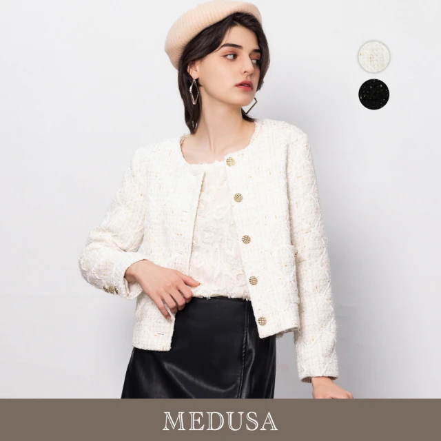 MEDUSA 曼度莎 現貨-紡金絲波紋鈕釦小香風毛呢外套 - 2色（M-XL）｜女西裝外套 小香風外套(501-20007)