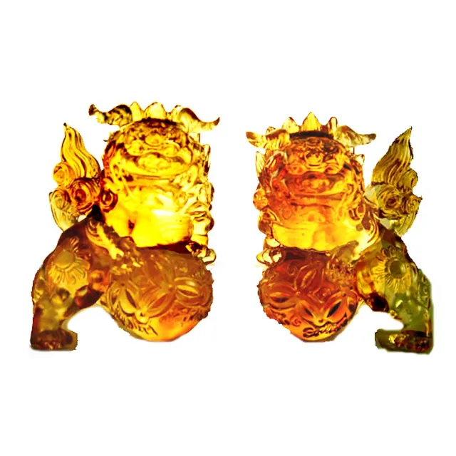 【開運陶源】祥獅獻瑞 (琉璃 招財琥珀色)