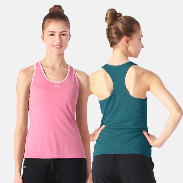 【Own Yoga】吸濕排汗涼感 女Bra罩杯背心上衣(挖背/坦克Tank/透氣/抗菌除臭/抗UV/居家休閒/運動)