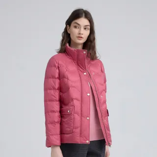 【ILEY 伊蕾】桃紅色立領白鴨絨外套(桃；M-2L；1244534412)