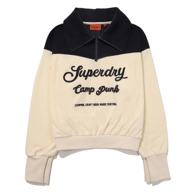 Superdry 韓版 女款 半開襟上衣 圓領套頭衫 Half-Zip(象牙白)