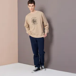 【JEEP】男裝 簡約素面彈性長褲(藍色)