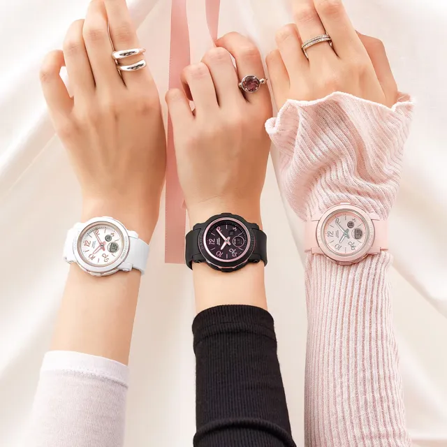 【CASIO 卡西歐】BABY-G 迷人緞帶 蝴蝶結 古靈精怪雙顯錶-粉(BGA-290RA-4A)