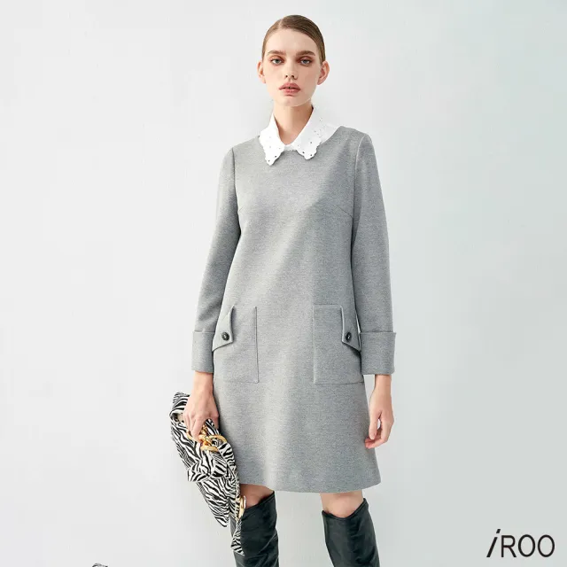 【iROO】活動刺繡領片短洋裝