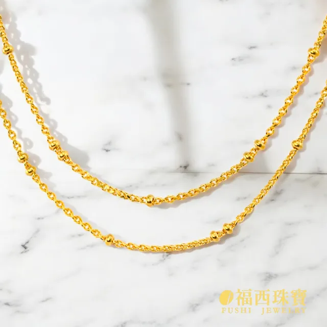 【福西珠寶】9999黃金項鍊 1.6尺圓珠小金豆左右鏈(金重1.44錢正負0.03錢)
