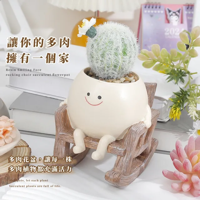 【花世界】笑臉搖椅多肉花盆(園藝 仙人掌 陽台 綠植 辦公室 栽培盆 造景盆 庭院 盆栽 客廳 辦公室 廁所)