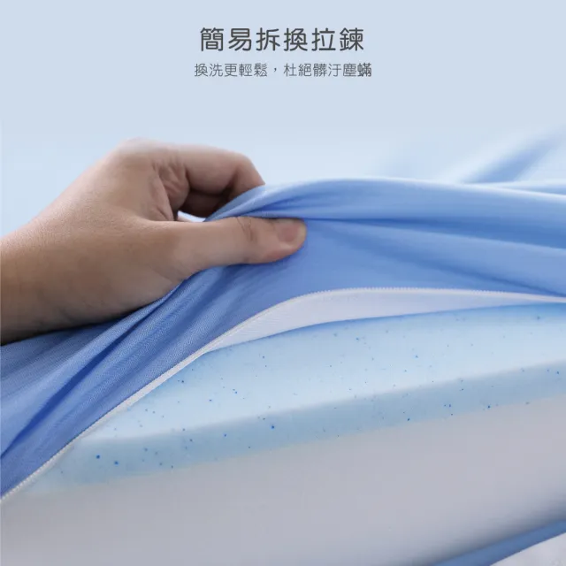【House Door 好適家居】全新升級抗塌陷 抗菌床包套10cm厚藍晶靈記憶床墊(雙大6尺 贈工學枕-壓縮包裝款)