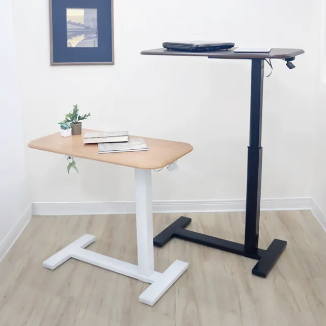 【aka】坐站兩用 多功能移動升降邊桌 H形 80x40cm(辦公桌/床邊桌/工作桌/邊桌/懶人桌)