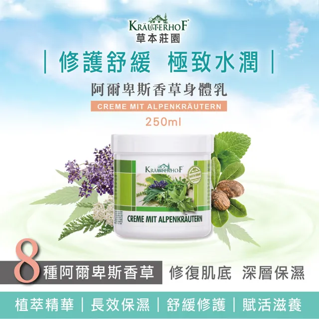 【德國 草本莊園KRAUTERHOF】阿爾卑斯香草身體乳 250ml(舒緩修護 保濕滋潤 代謝角質 淡化細紋 敏弱肌)