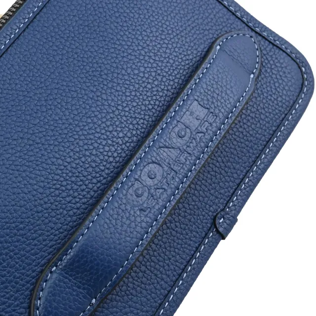 【COACH】Charter 經典LOGO多功能雙層二合一零錢包手提包兩用包(藍)