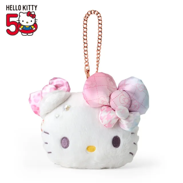 【小禮堂】Sanrio 三麗鷗 Hello Kitty 玩偶票卡零錢包 - 50週年The Fashionable Ribbons(平