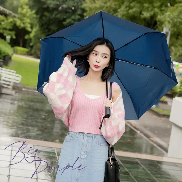 【雨傘王】BigPurple 7骨 自動傘 23吋 折疊傘 晴雨傘 防潑水 1-2人撐(超值款無維修)