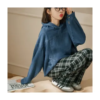 【OB 嚴選】純棉寬鬆剪裁長版牛仔連帽上衣 《AB20013》