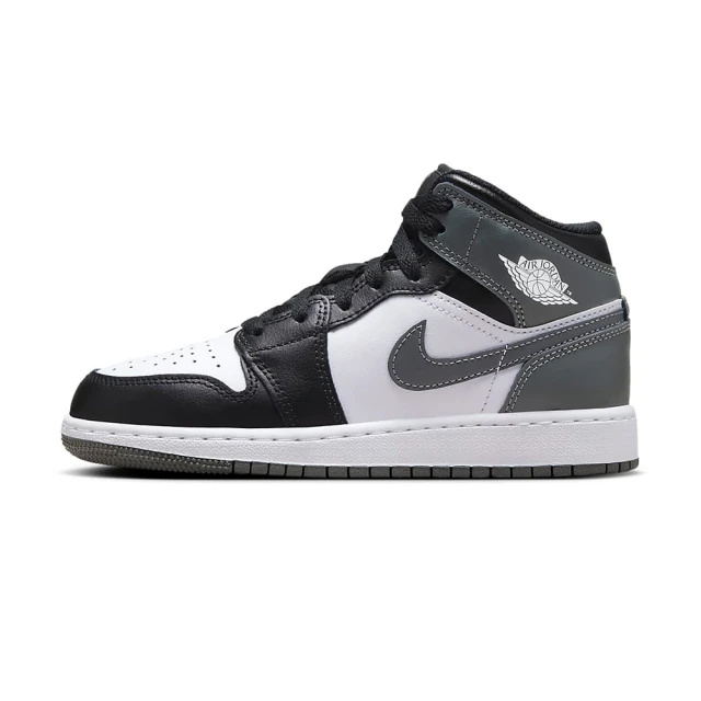 NIKE 耐吉 Air Jordan 1 Mid 大童 黑白色 喬丹 運動 透氣 皮革 AJ1 休閒鞋 DQ8423-001