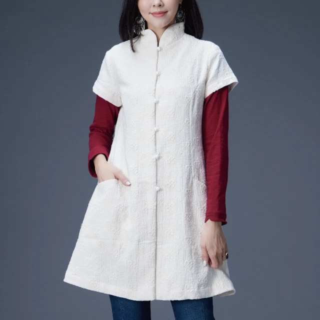古典美 48091刺繡配色鋪棉背心(棉麻/純棉/亞麻/中國風