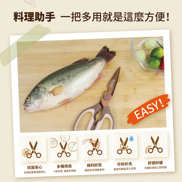 【3M】Scotch  抗菌可拆式鈦金屬廚房料理剪刀(璀璨金)