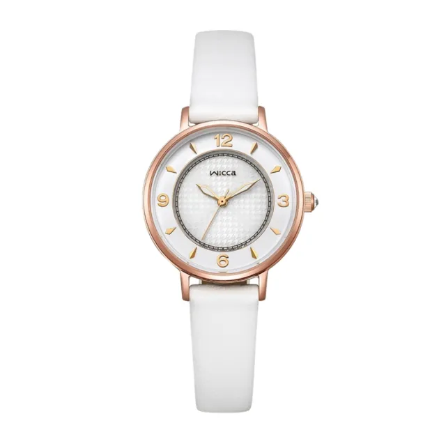 【CITIZEN 星辰】Wicca 少女系列 千鳥格紋米蘭帶太陽能女錶-28.1mm(KP3-465-16)