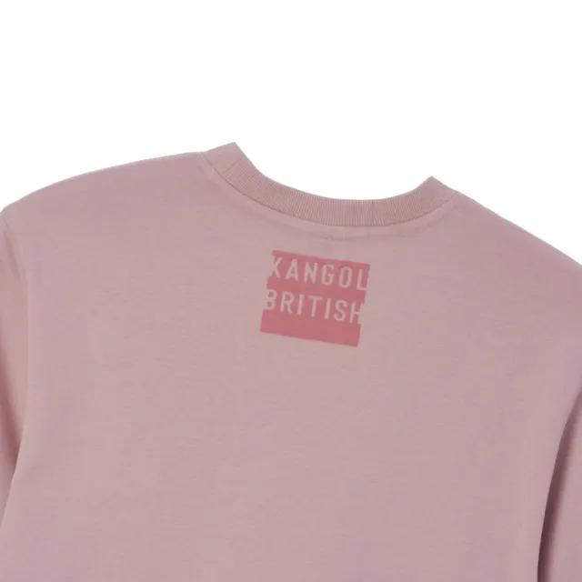 【KANGOL】大學T 粉 小LOGO 短版 休閒 上衣 女(6452100241)