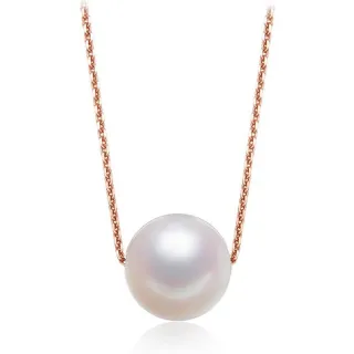 【周大福】簡約單顆珍珠18K玫瑰金項鍊(鍊長40cm)