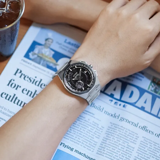 【CITIZEN 星辰】GENTS 限量週年紀念款 超級鈦 光動能GPS衛星對時腕錶-黑45.4mm(CC3097-52E)