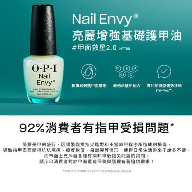 【O.P.I】亮麗增強基礎護甲油15mL-NTT80(軟薄受損甲專用/小紅書推薦/純素/硬甲/底油/官方直營)