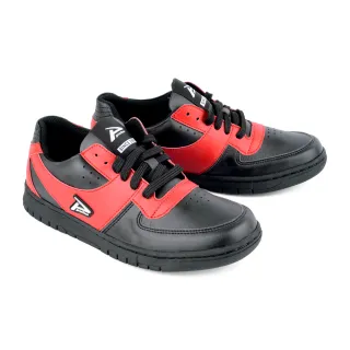 【PUHU 彪琥】拼接款潮流休閒鞋-女款黑紅(100%MIT 日常穿搭)