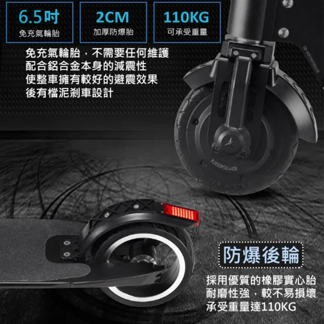 【CARSCAM】LED大燈鋁合金6.5吋智能折疊電動滑板車(贈手機支架+滑板車提袋)