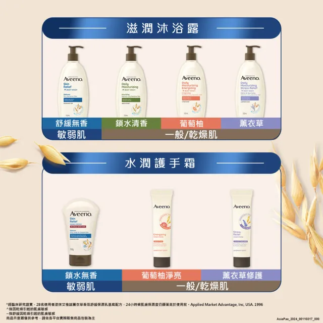 【Aveeno 艾惟諾】燕麥高效舒緩潤膚霜312gx2(修護霜/身體乳/保濕乳液)