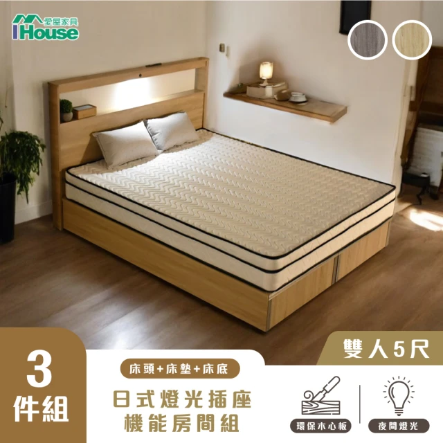 IHouse 布蘭頓 雙人5尺 現代貓抓皮 房間3件組(床片