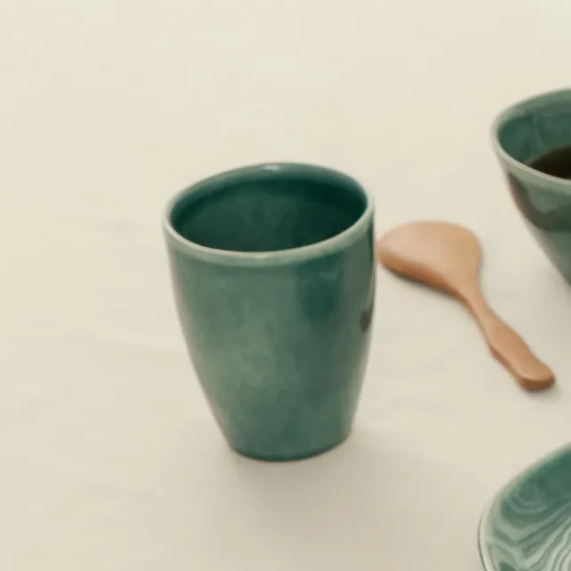 【YU Living 信歐傢居】日式窯變釉手作陶瓷茶杯二件組 270ml(3色任選/藍.白.棕色/水杯 咖啡杯)