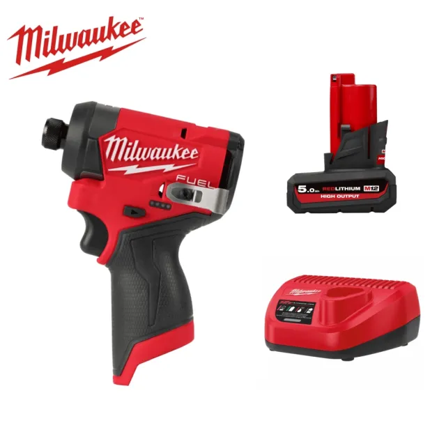 【Milwaukee 美沃奇】M12FID2 鋰電 無刷 起子機(M12 FID2主機+單5.0電池+充電器)