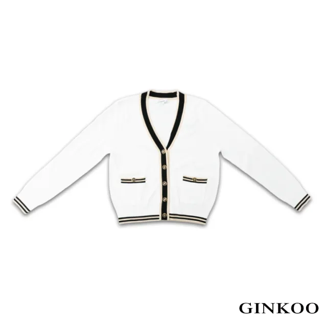 【GINKOO 俊克】氣質前口袋針織外套