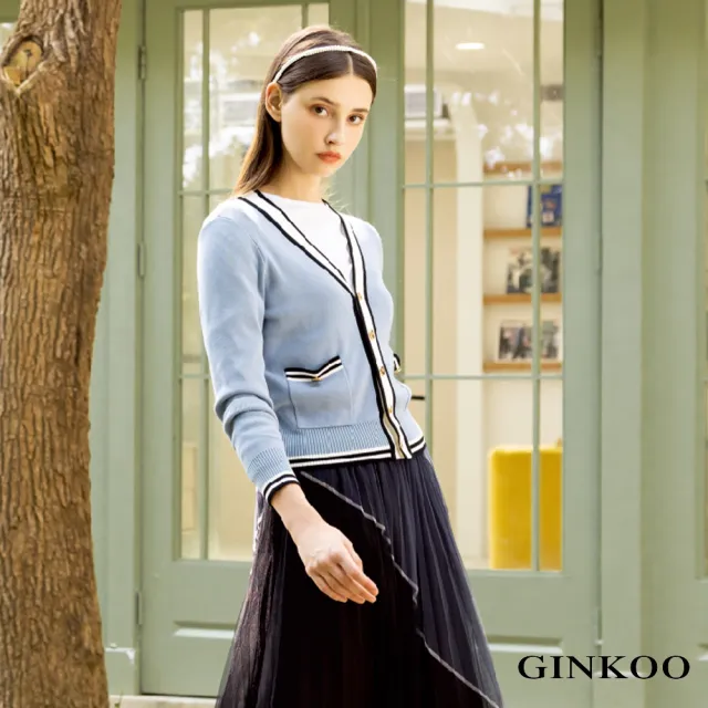 【GINKOO 俊克】氣質前口袋針織外套