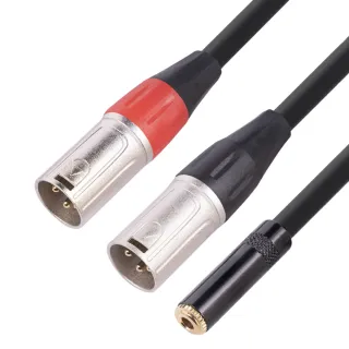 【Bravo-u】音源分接 3.5mm轉雙卡農XLR 母對公 鍍金接頭轉接線(30cm)