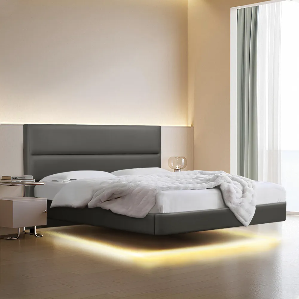 【IHouse】布蘭頓 雙大6尺 現代貓抓皮 房間2件組(床片+懸浮床)