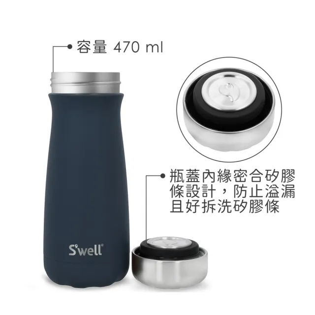 【S’well】美國 Traveler不鏽鋼保溫瓶 海軍藍470ml / swell 保溫杯 保冰杯 水壺 環保杯