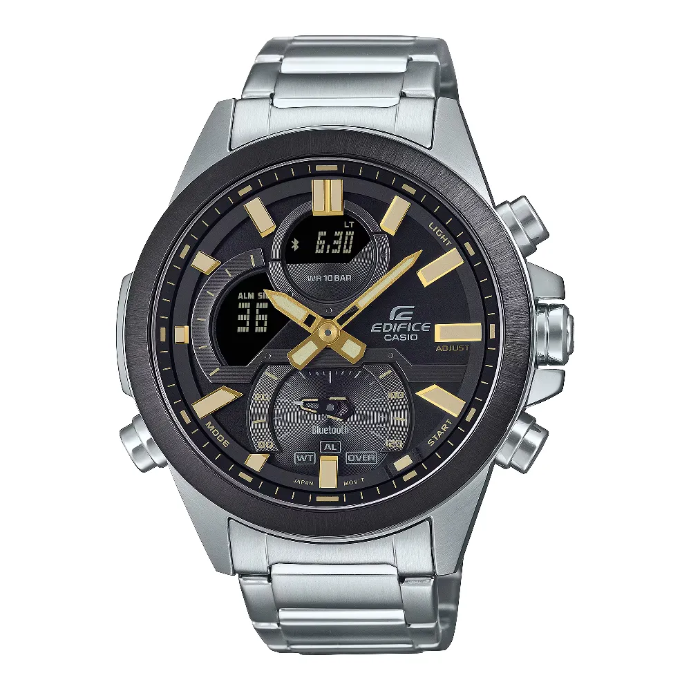 【CASIO 卡西歐】藍芽賽車雙顯錶 48.7mm(ECB-30DB-1A9)