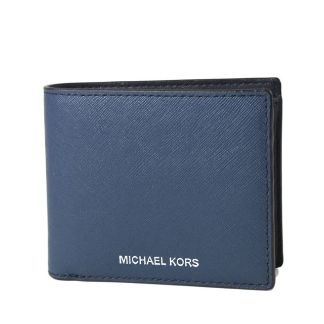 Michael Kors 男款 燙印LOGO防刮零錢袋短夾-藍色