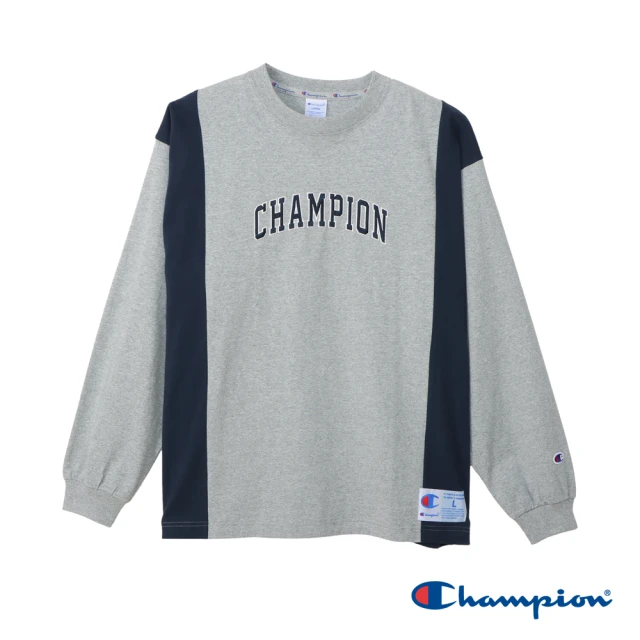 Champion 官方直營-AS 拼接印花長袖TEE 100%美國棉-男(2色可選)