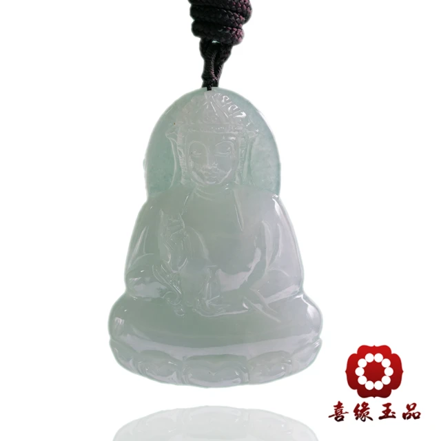 喜緣玉品 天然翡翠法華寶瓶玉觀音項鍊(直)