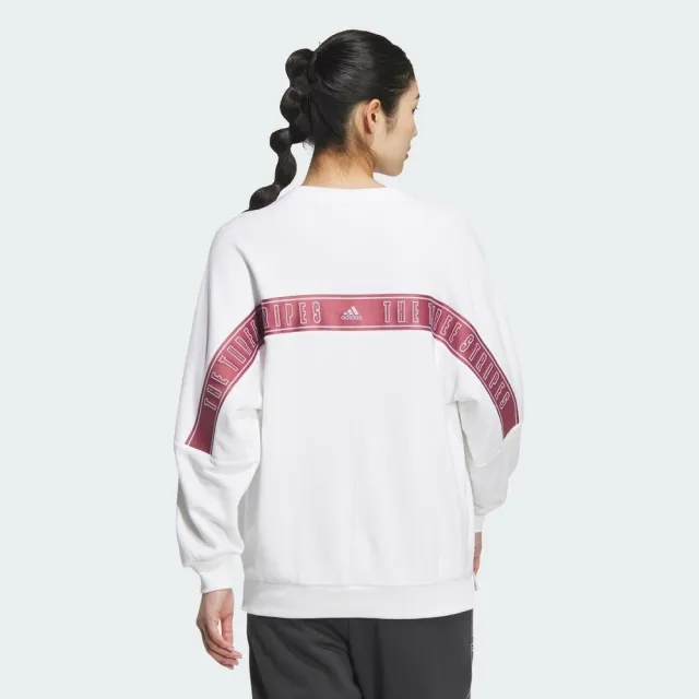 【adidas 愛迪達】Word Ft Crew 女 長袖上衣 休閒長袖 簡約 舒適 百搭 白(JG8174)