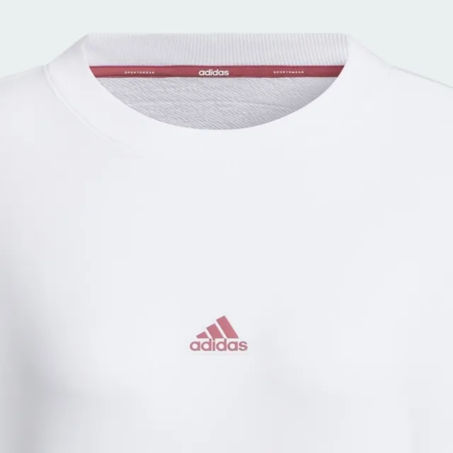 【adidas 愛迪達】Word Ft Crew 女 長袖上衣 休閒長袖 簡約 舒適 百搭 白(JG8174)
