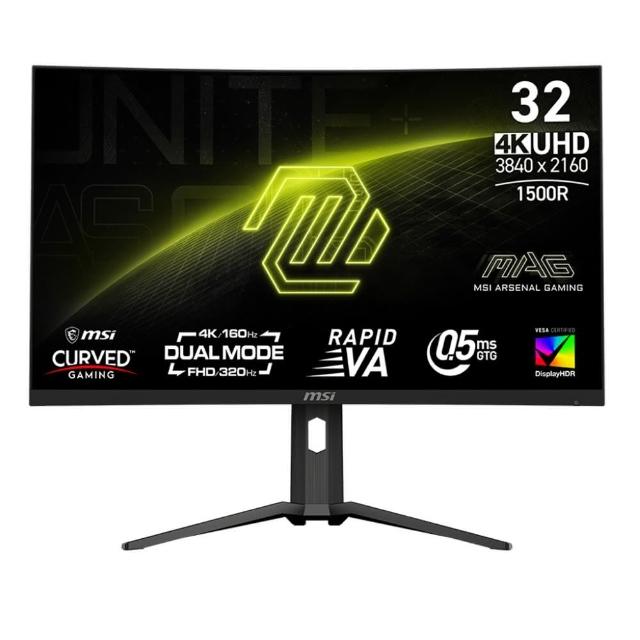 【MSI 微星】MAG 321CUPDF 32型 VA 4K 160Hz 曲面電競螢幕(1500R/AdaptiveSync/Type-C/HDR)