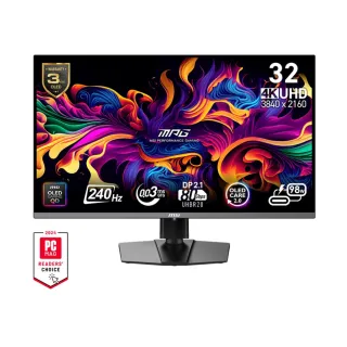 【MSI 微星】MPG 322URX QD-OLED 32型 UHD 240Hz 電競顯示器(0.03ms/ClearMR 13000/Delta E☆2)