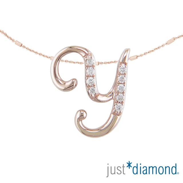 【Just Diamond】鎮金店 18K玫瑰金 Love Letter-Y 鑽石吊墜(不含鍊)