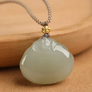 【MoonDy】彌勒佛玉墜 守護神 招財納福 保平安 玉珮 飾品 和田玉項鍊 吊墜 交換禮物 項鍊 玉石 配件