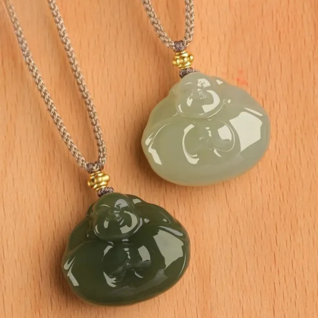 【MoonDy】彌勒佛玉墜 守護神 招財納福 保平安 玉珮 飾品 和田玉項鍊 吊墜 交換禮物 項鍊 玉石 配件